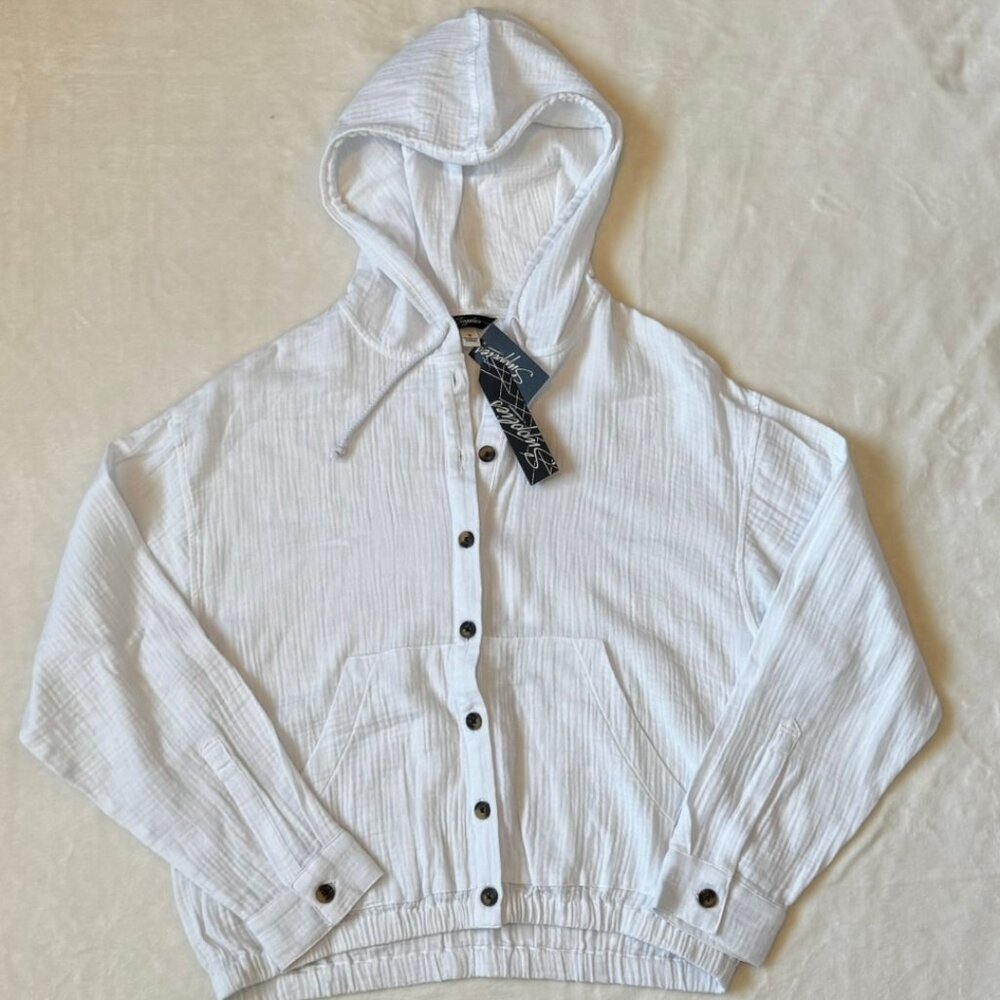Supplies white hooded summer cover up